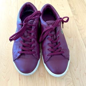 Lacoste ox blood red leather womens sneakers size 7